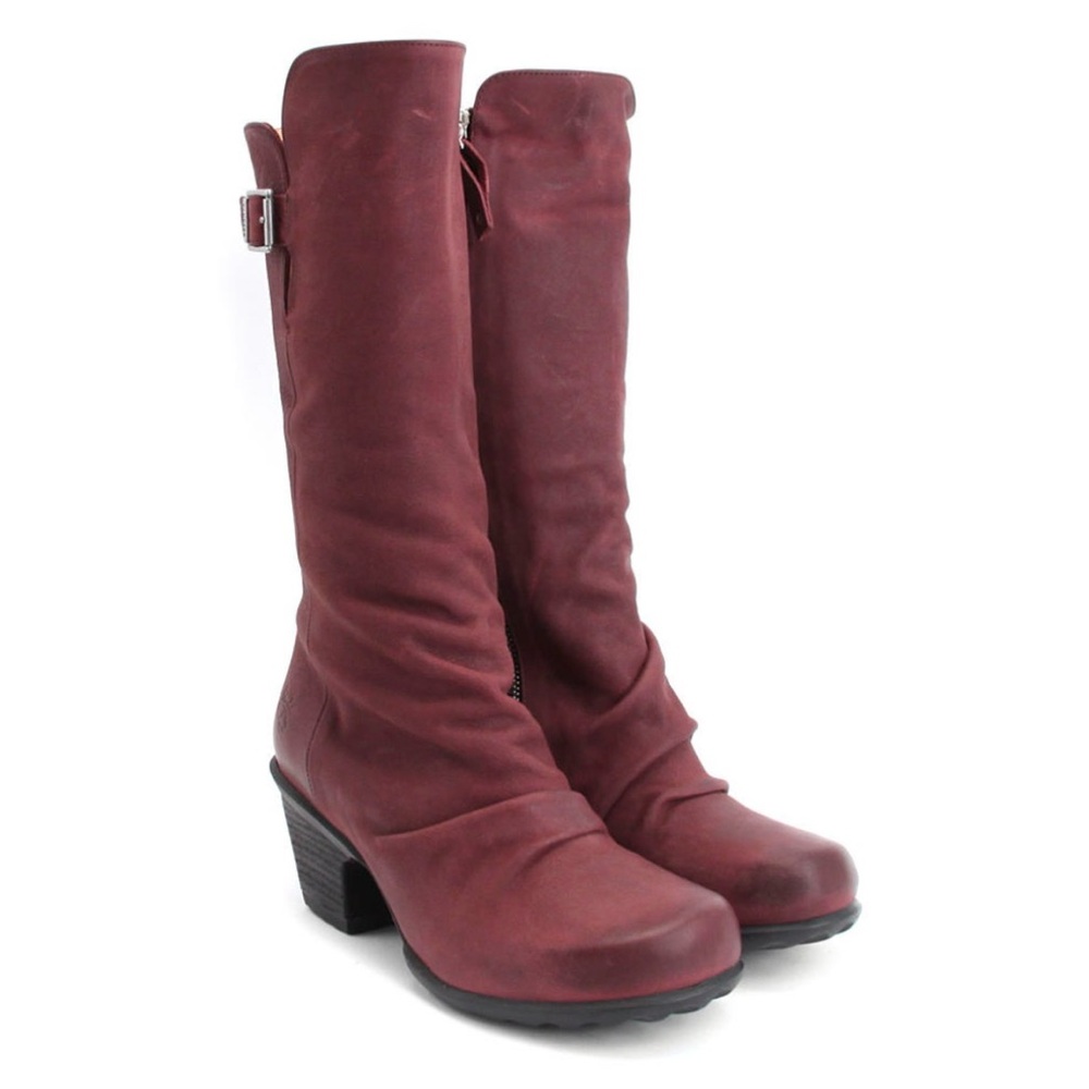 Women's Burgundy Leather Boots - Fluevog